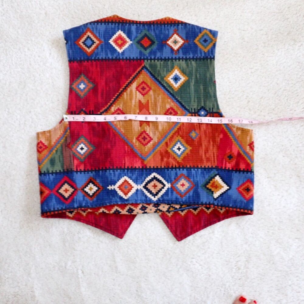 Wraps Western Wear Tapestry sz XL Southwestern Tribal Vest Silver Concha Mint! - Picture 12 of 15